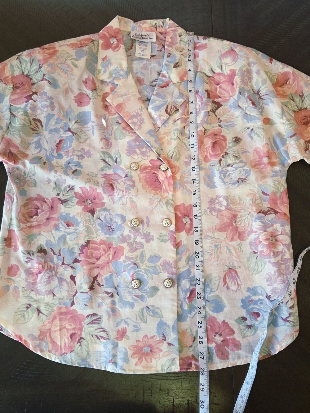 VINTAGE California Connection Floral Blouse NWT Double Breasted Pastel Large - Picture 11 of 12